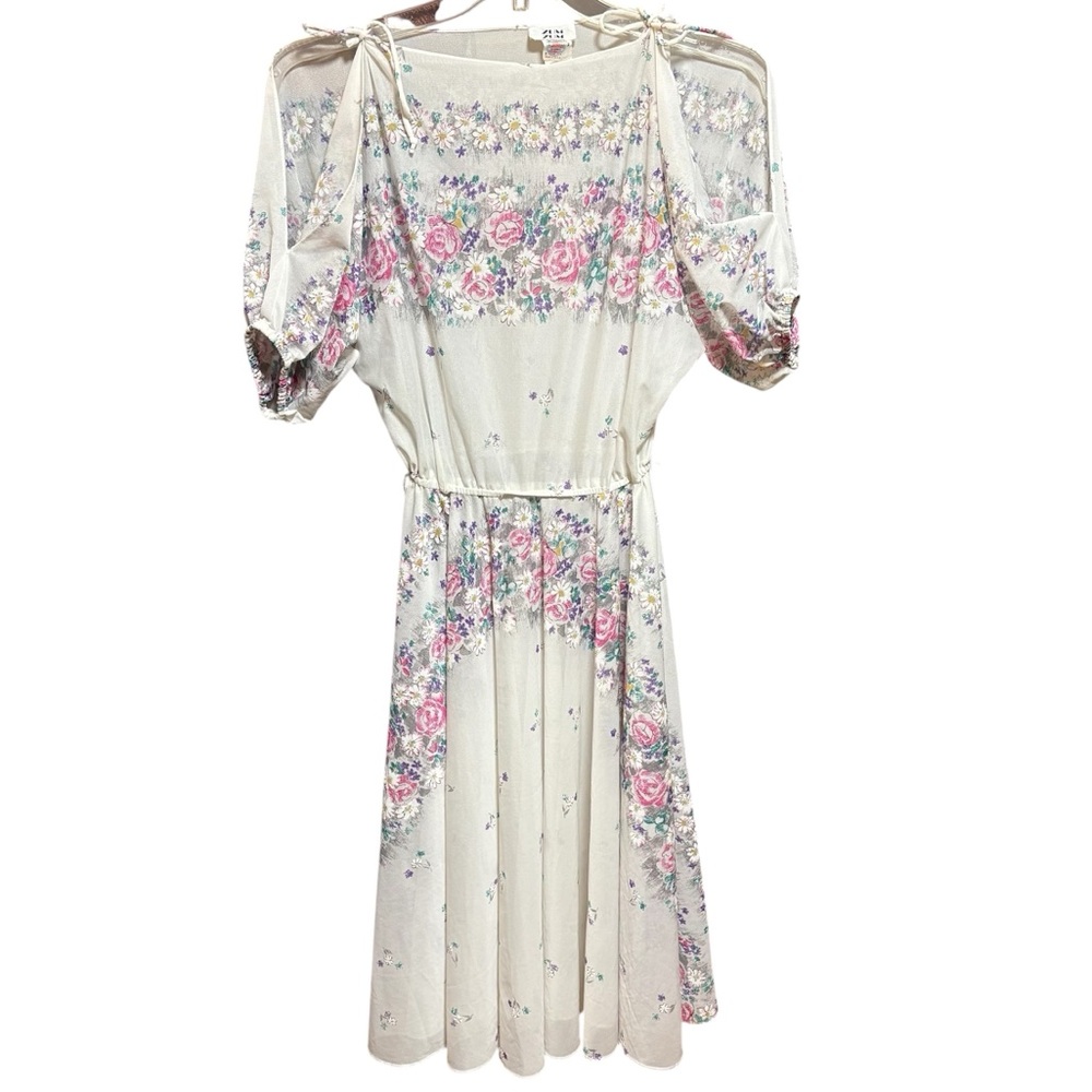 Vintage Zum Zum 70s floral, flowy, sheer dress. Beautiful Size large